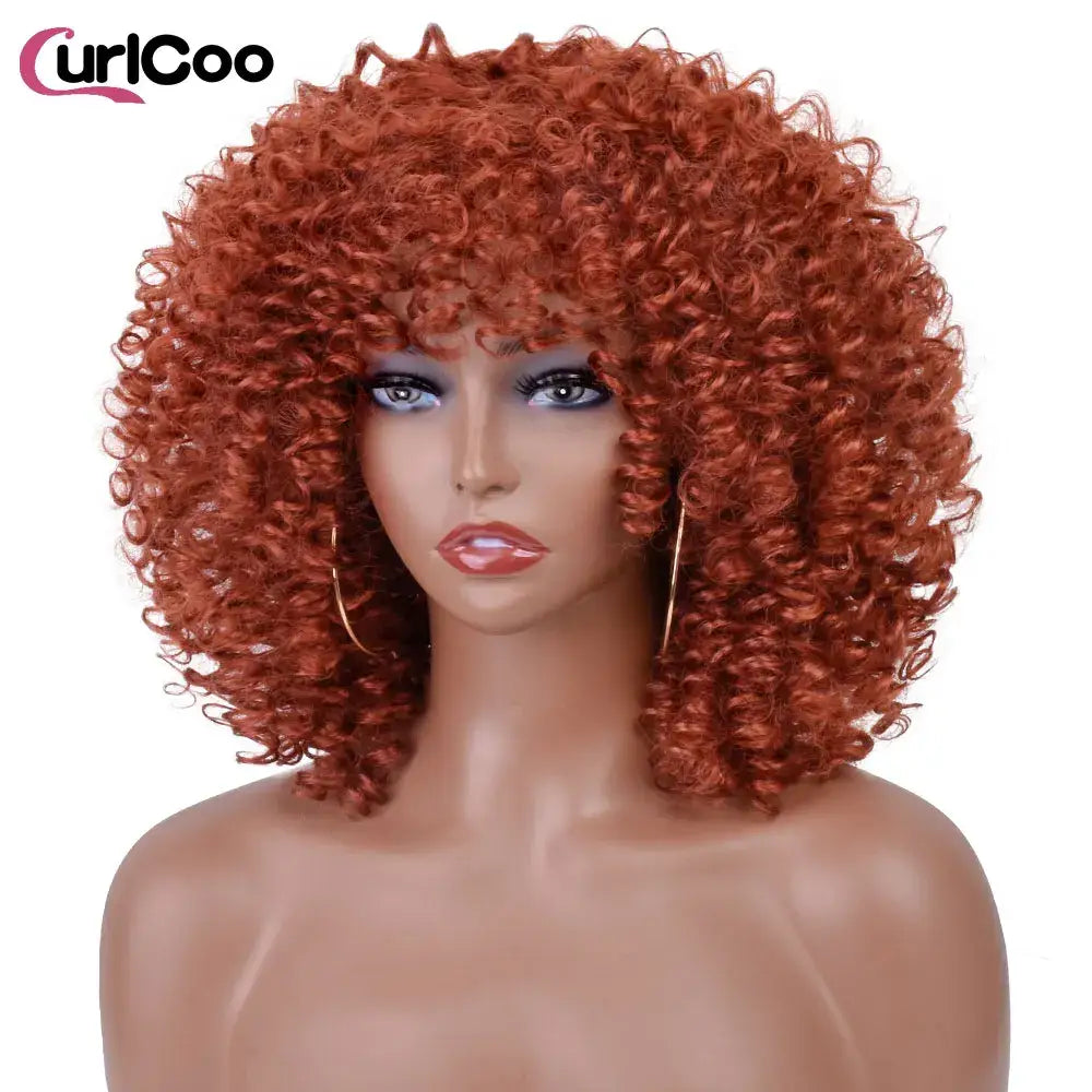 CurlCoo Short Afro Kinky Curly Wig - Heat Resistant Hair Options Available - 350R / CHINA / 14inches