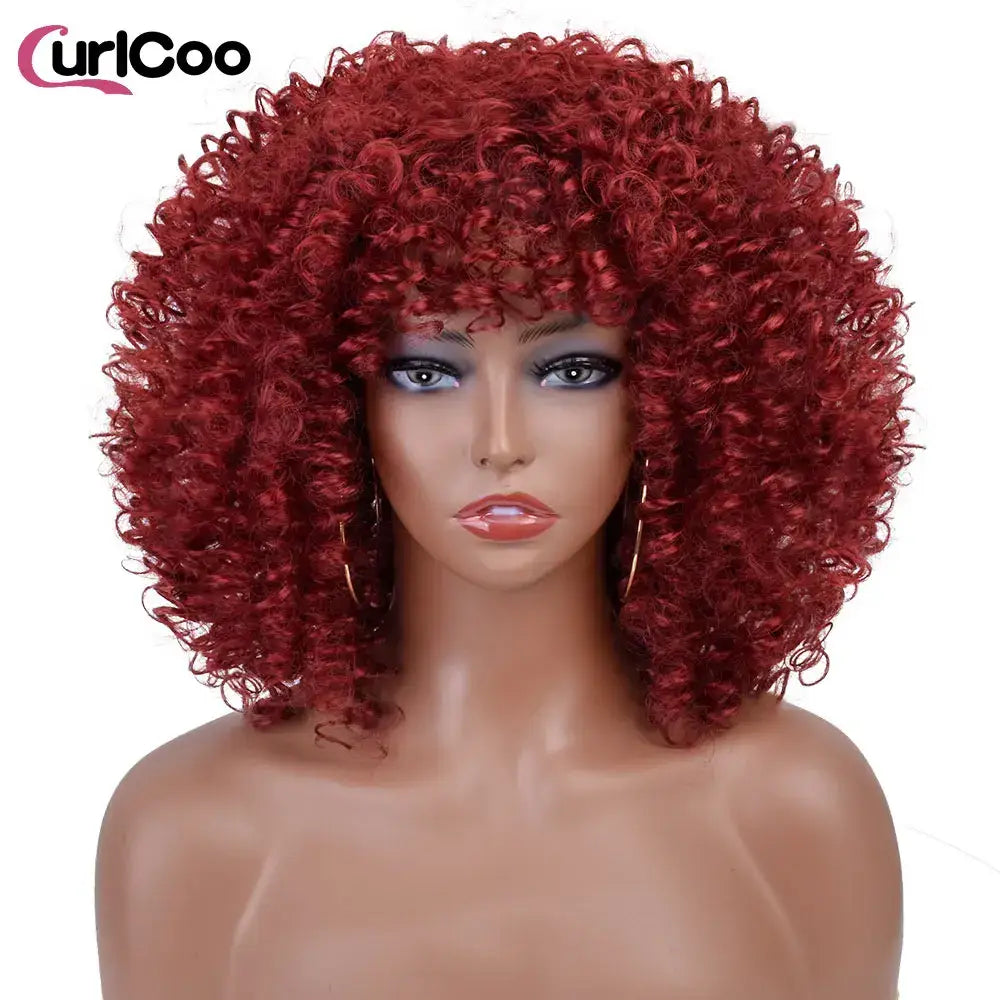 CurlCoo Short Afro Kinky Curly Wig - Heat Resistant Hair Options Available - Bug / CHINA / 14inches