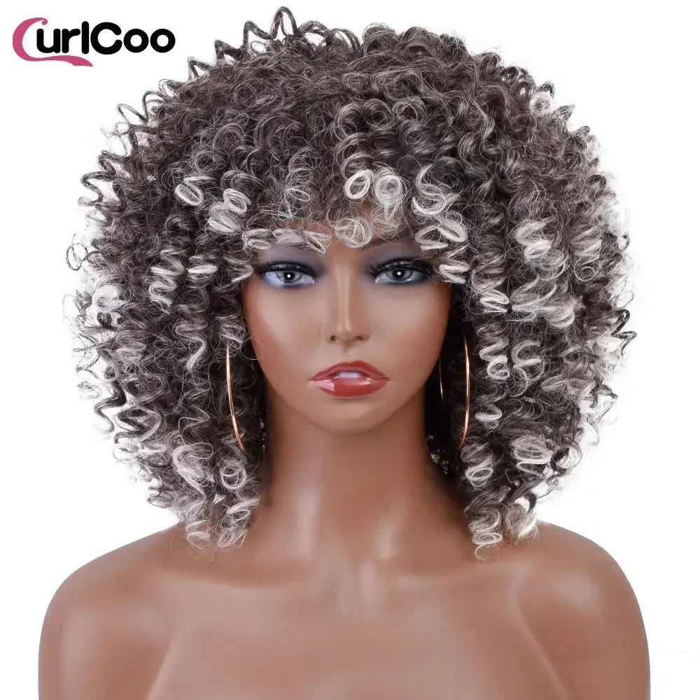 CurlCoo Short Afro Kinky Curly Wig - Heat Resistant Hair Options Available - 2-60 / CHINA / 14inches