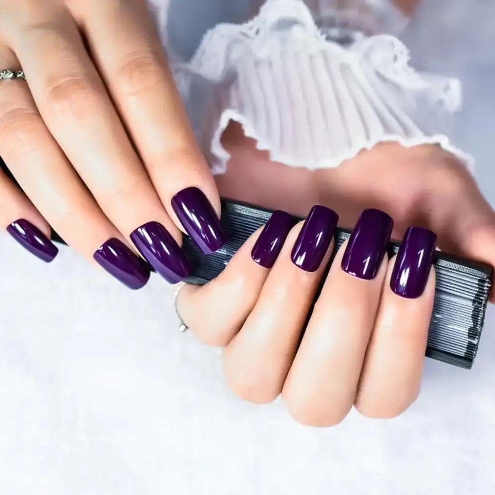 Dark Purple Press-On Nail Tips for Unique Style at Queen Afro - L6553