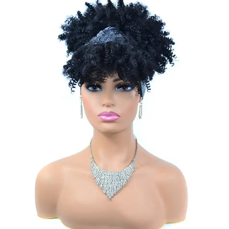 Discover Elegant Kinky Curly Headband Wigs for Radiant Style - TJG1-1B / 10inches