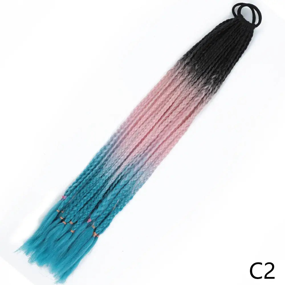 Discover Trendy Gradient Color Braided Ponytails for Your Wardrobe - C2