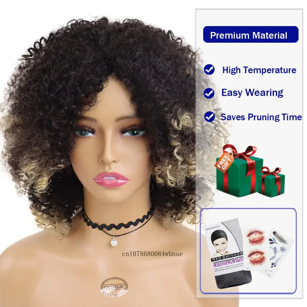 Discover Unique Afro Curly Synthetic Wigs and Fashion Styles at Queen Afro - Mix Brown