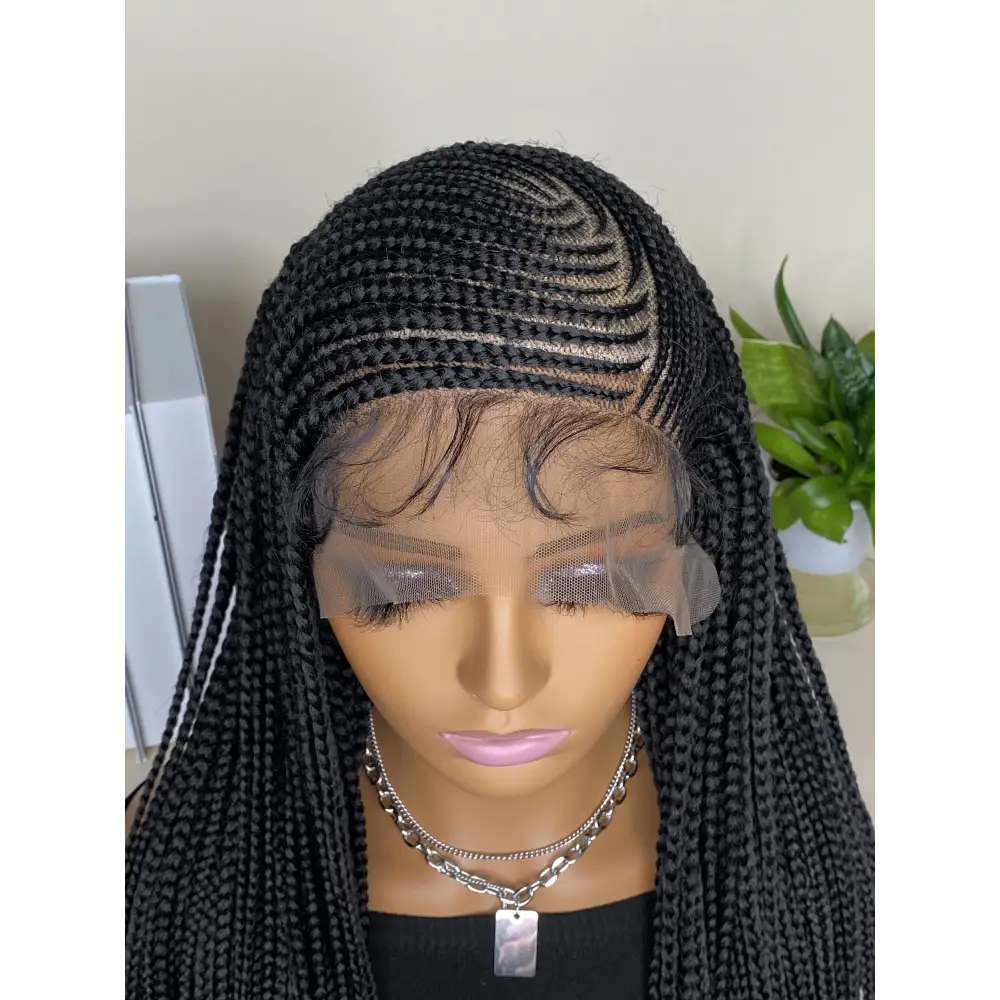 Elevate Your Beauty with Queen Afro’s Lace Frontal Braided Wigs - black / 36inches / lace braided wig