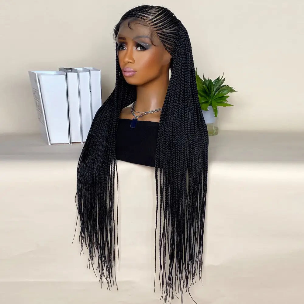 Elevate Your Beauty with Queen Afro’s Lace Frontal Braided Wigs - black / 36inches / lace braided wig