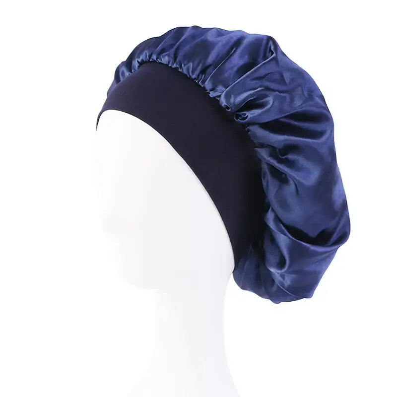 Elevate Your Hair Care Routine with Our Satin Bonnet Hair Essentials - Navy blue