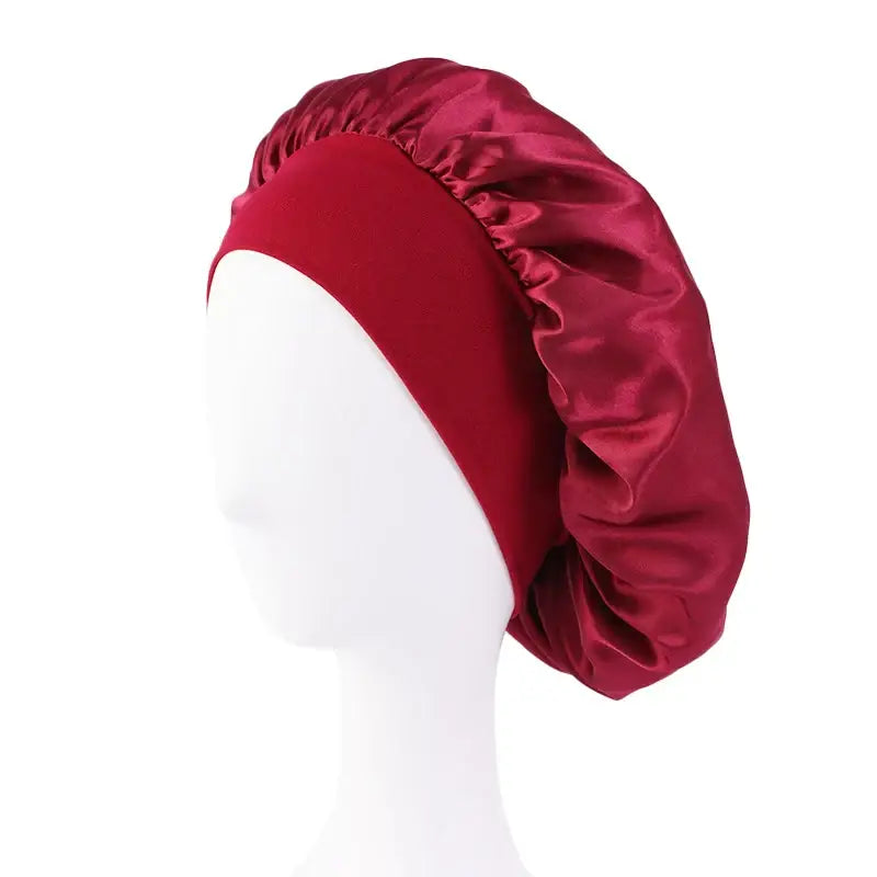 Elevate Your Hair Care Routine with Our Satin Bonnet Hair Essentials - Wine red