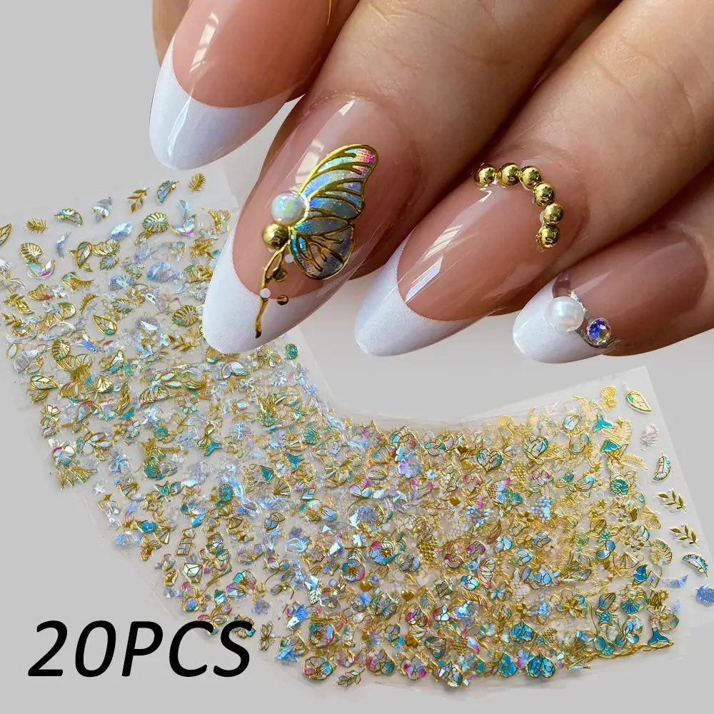 Elevate Your Look with Gold Nail Stickers and Beauty Essentials - 20-3DHD