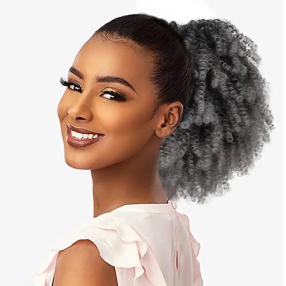 Elevate Your Look with Our Curly Drawstring Ponytail Collection - 1B-grey