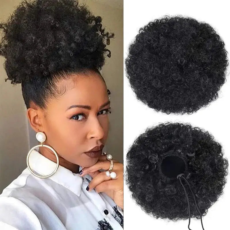 Elevate Your Look with Queen Afro Hair Extensions and Ponytail Styles - Natural Color / 6inches