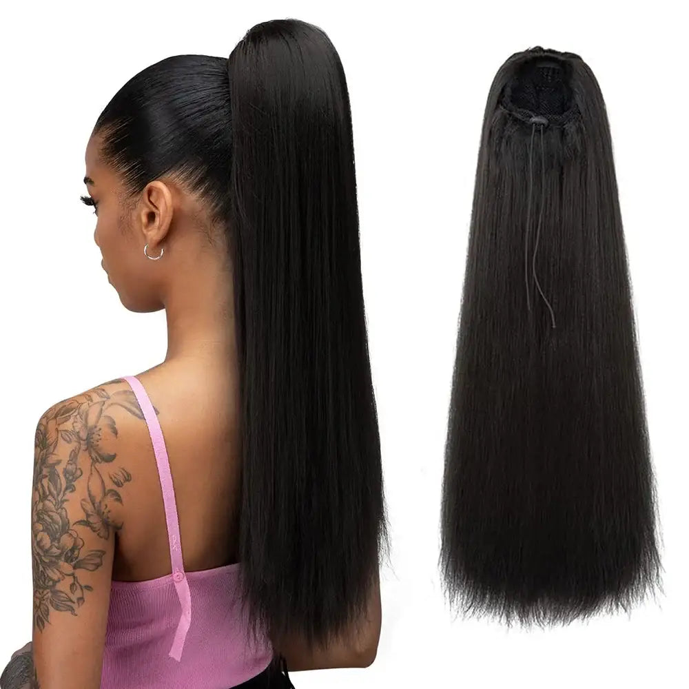 Elevate Your Look with Yaki Straight Drawstring Ponytails and More - YAKI-1B / 24inches