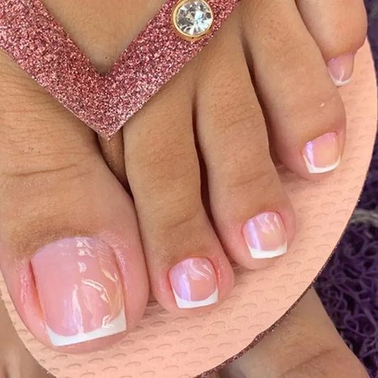 Elevate Your Nail Game with Stunning French Fake Toenails - 01