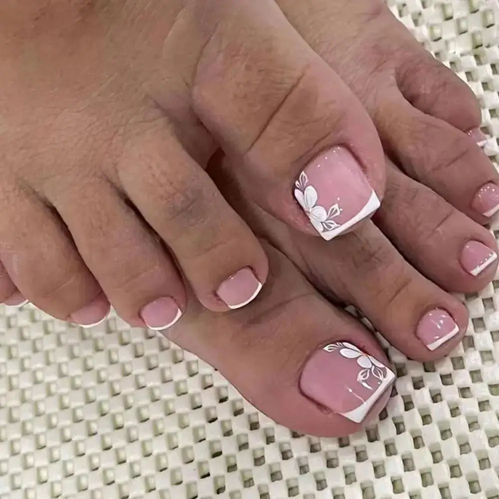 Elevate Your Nail Game with Stunning French Fake Toenails - 03