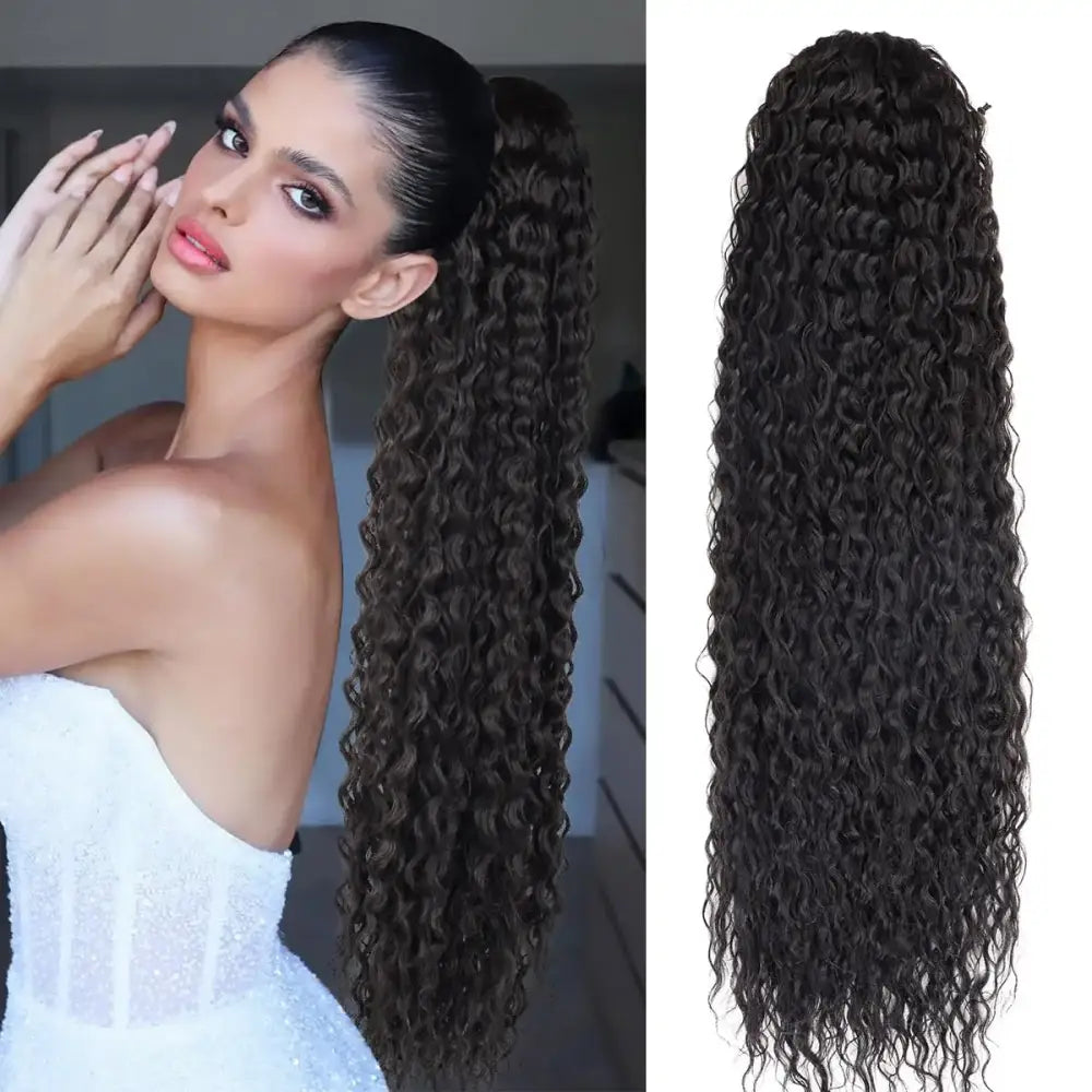 Elevate Your Style with Our Curly Synthetic Drawstring Ponytails - LSDP22-2