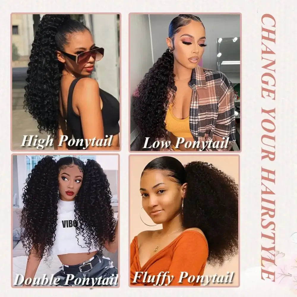 Elevate Your Style with Our Curly Synthetic Drawstring Ponytails