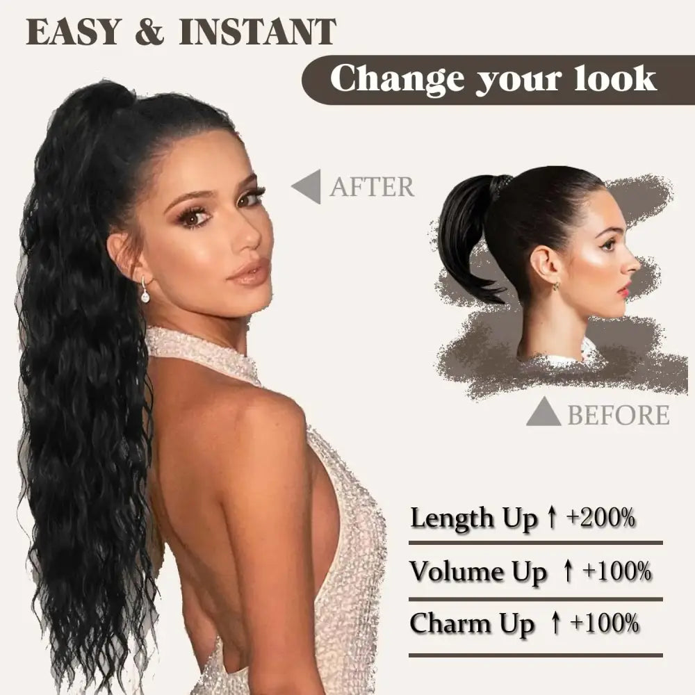 Elevate Your Style with Our Curly Synthetic Drawstring Ponytails