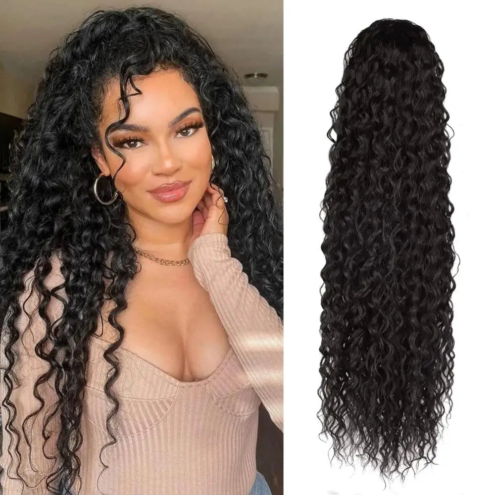 Elevate Your Style with Our Curly Synthetic Drawstring Ponytails - LSDP22-1B