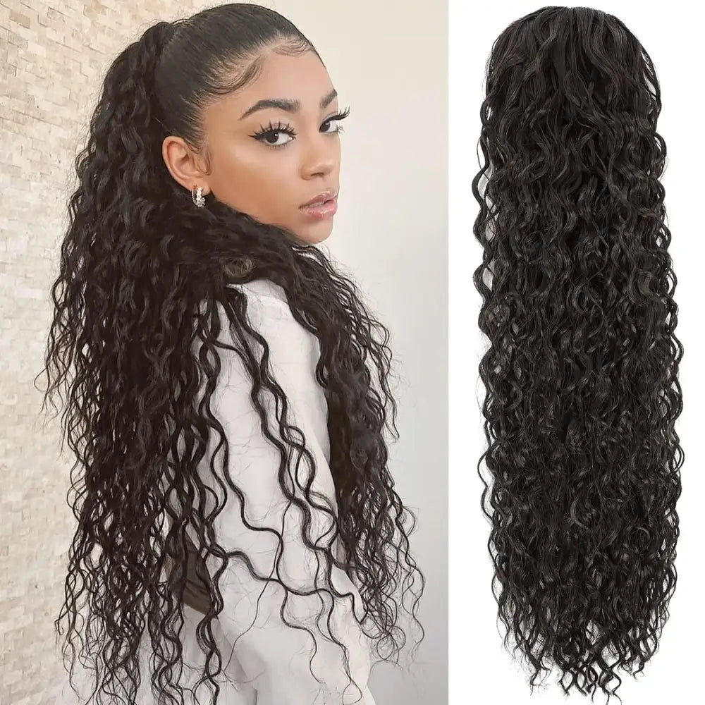 Elevate Your Style with Our Curly Synthetic Drawstring Ponytails - LSDP22-4