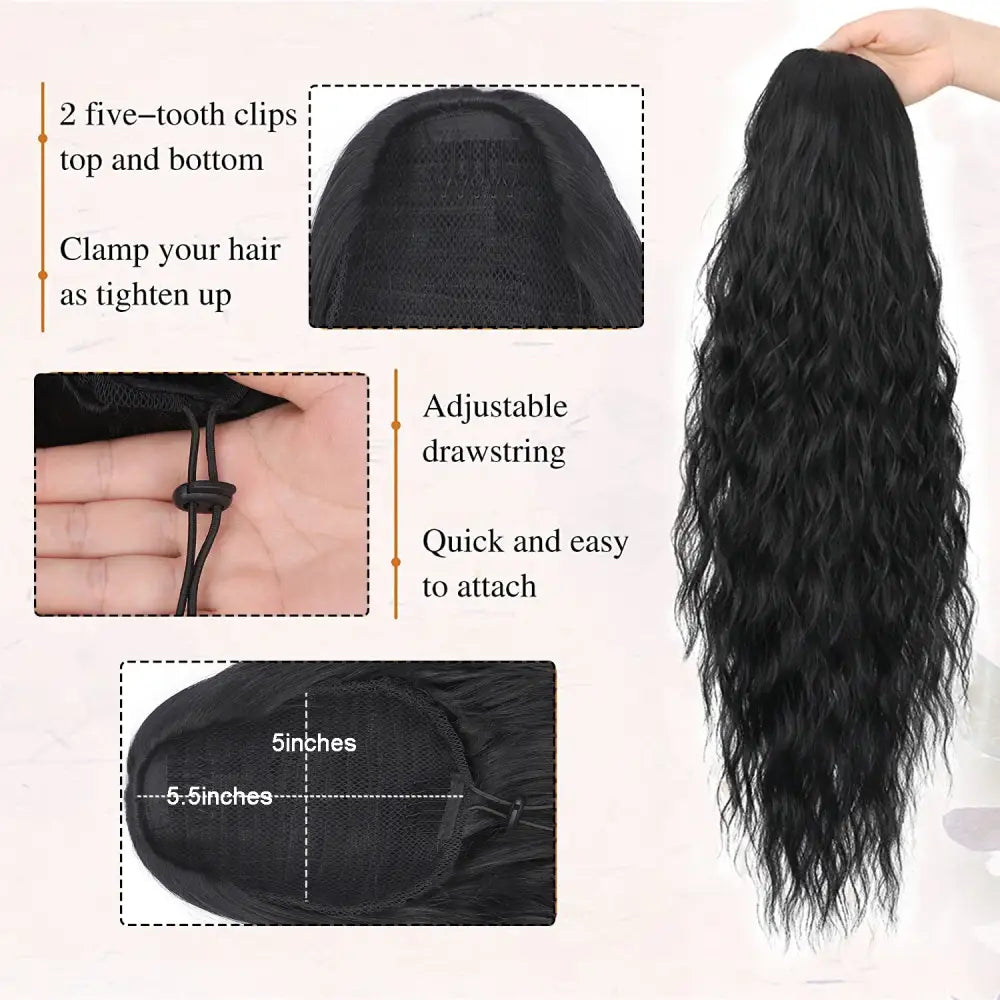 Elevate Your Style with Our Long Curly Drawstring Ponytails