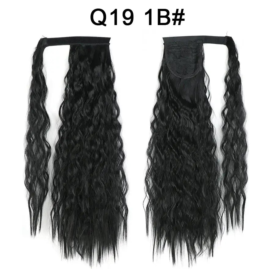 Elevate Your Style with Queen Afro Clip-In Ponytail Extensions - Q19-1B / 22INCHES