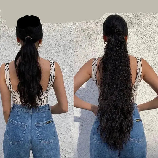 Elevate Your Style with Queen Afro’s Long Curly Drawstring Ponytails