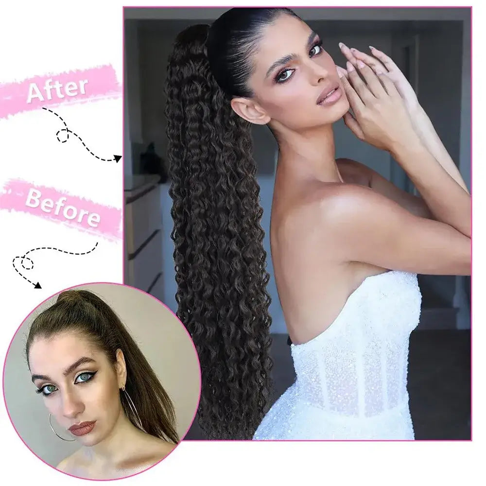 Elevate Your Style with Queen Afro’s Ponytail Extensions and Water Wave Curly