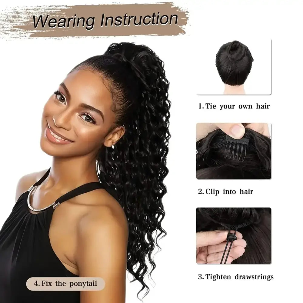 Elevate Your Style with Queen Afro’s Ponytail Extensions and Water Wave Curly