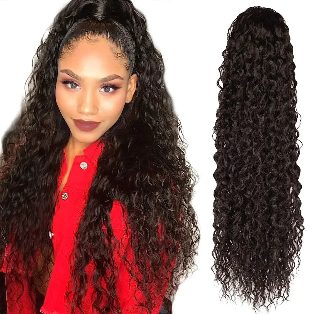 Elevate Your Style with Queen Afro’s Ponytail Extensions and Water Wave Curly - 4 / 24inches