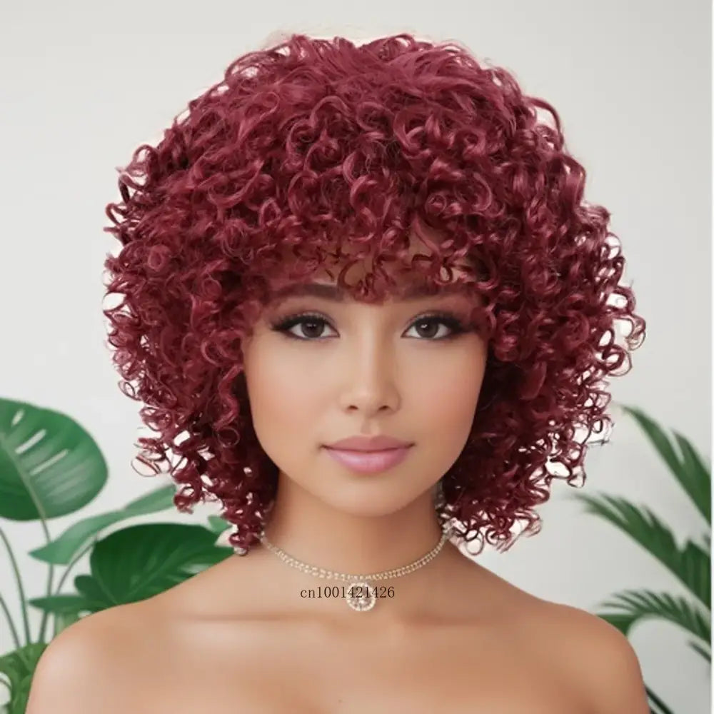 Elevate Your Style with Queen Afro’s Short Curly Ombre New Arrivals - Wine Red