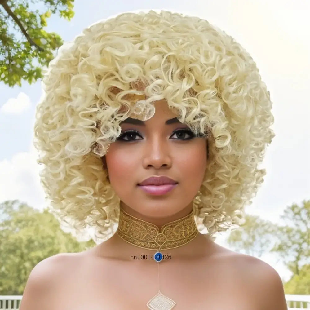 Elevate Your Style with Queen Afro’s Short Curly Ombre New Arrivals - Blonde