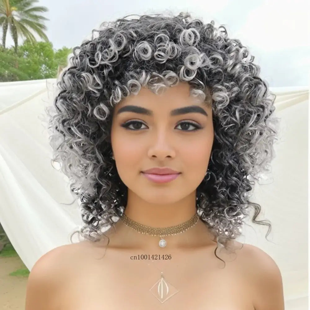 Elevate Your Style with Queen Afro’s Short Curly Ombre New Arrivals - Mix Grey