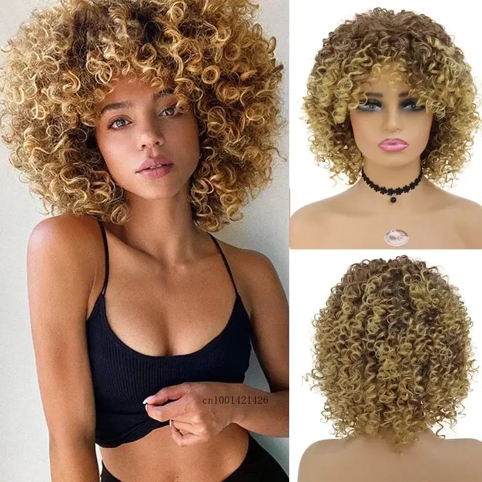 Elevate Your Style with Queen Afro’s Short Curly Ombre New Arrivals - Brown Ombre Blonde