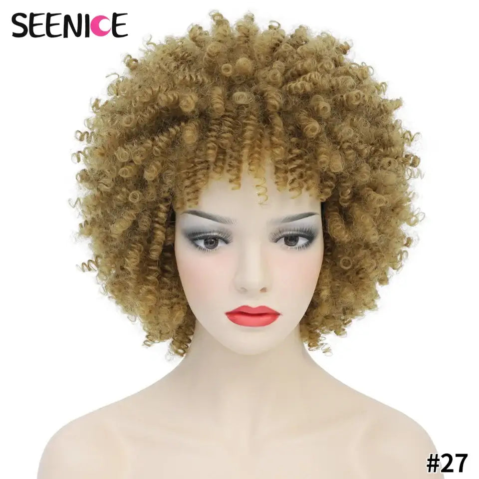 Elevate Your Style with Short Afro Kinky and Curly Wigs - #27 / 1pc