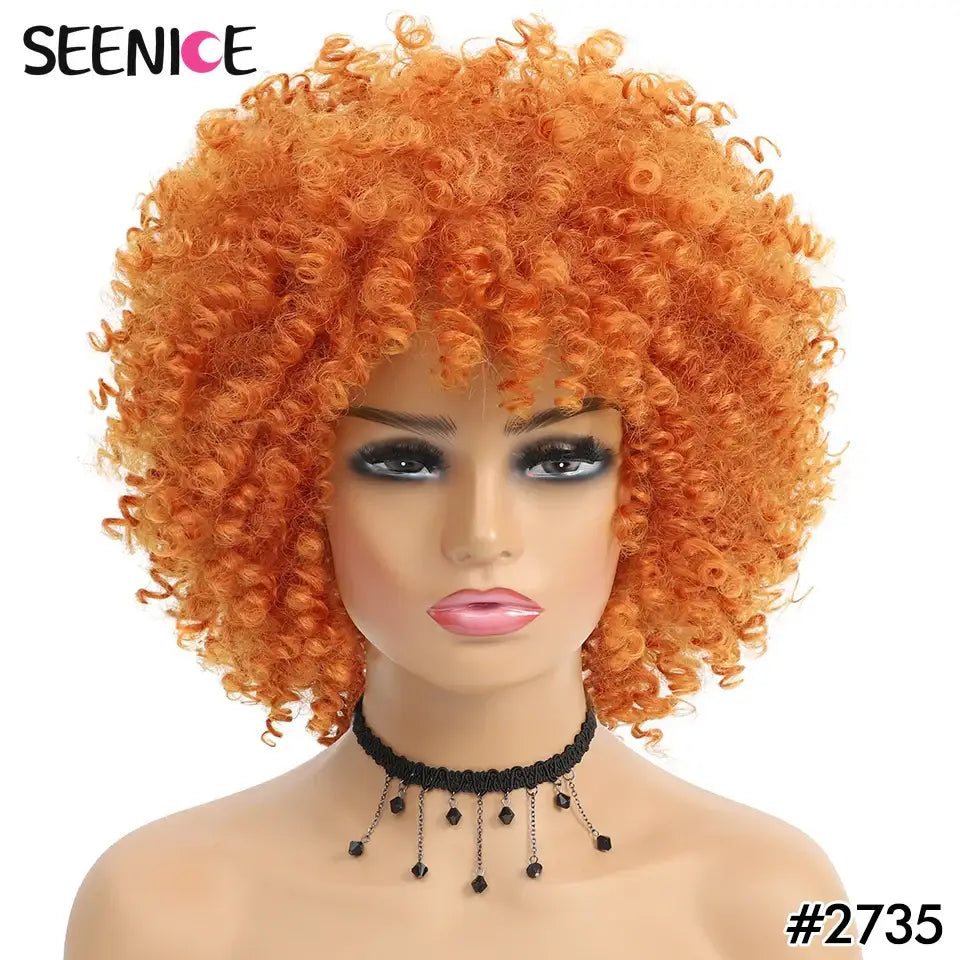 Elevate Your Style with Short Afro Kinky and Curly Wigs - 2735 / 1pc