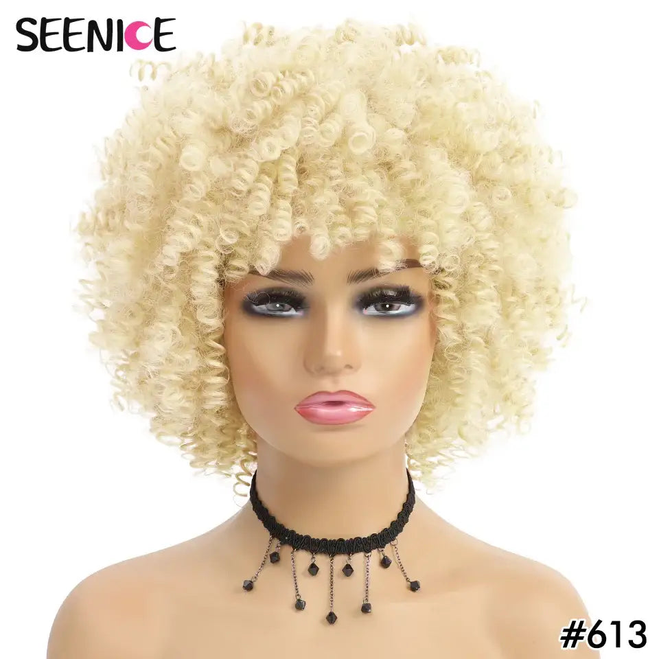 Elevate Your Style with Short Afro Kinky and Curly Wigs - #613 / 1pc