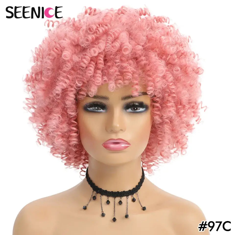 Elevate Your Style with Short Afro Kinky and Curly Wigs - 97C / 1pc