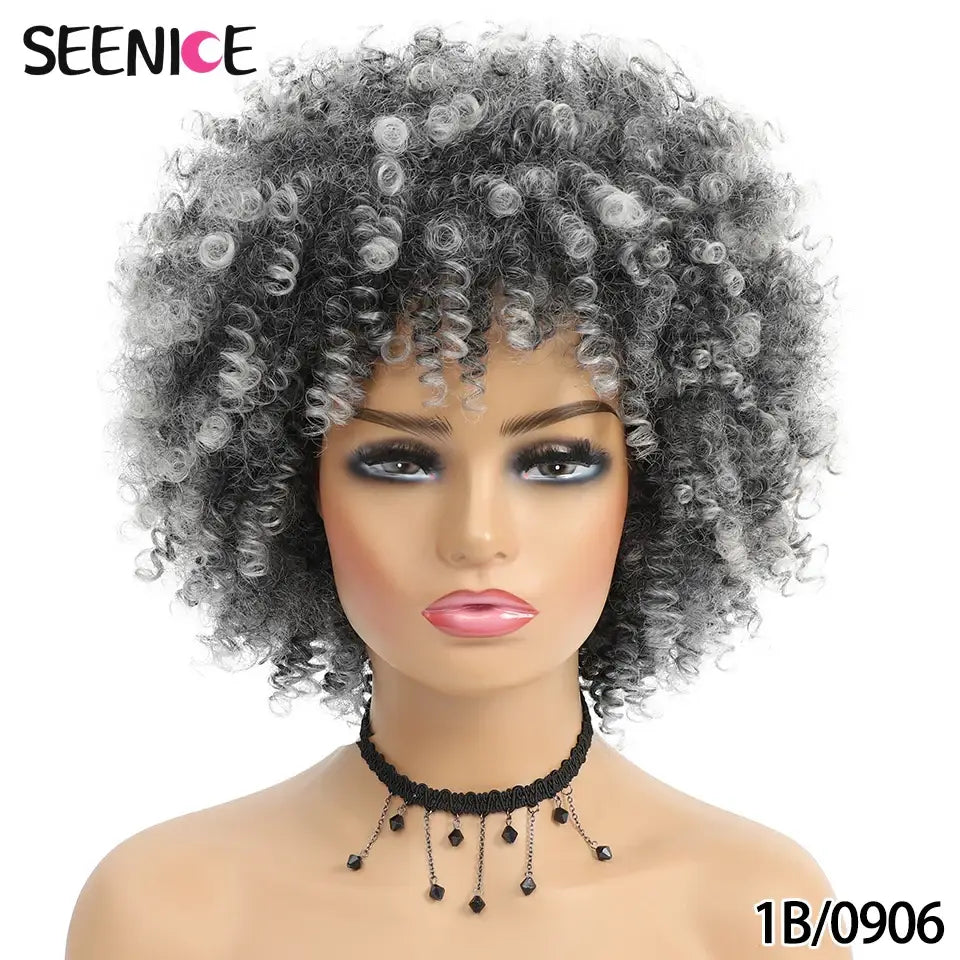 Elevate Your Style with Short Afro Kinky and Curly Wigs - T1B-0906 / 1pc