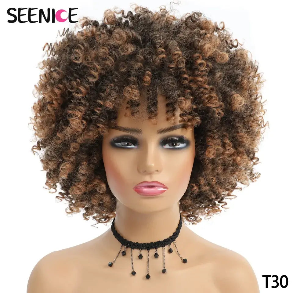 Elevate Your Style with Short Afro Kinky and Curly Wigs - T1B/30 / 1pc