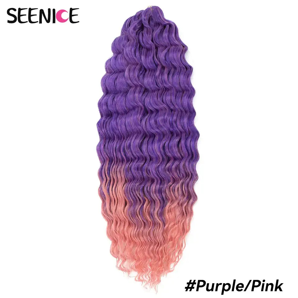 Elevate Your Style with Synthetic Deep Wave Crochet Hair Products - Purple-Pink / CHINA / 22inches-55cm | 6Pack