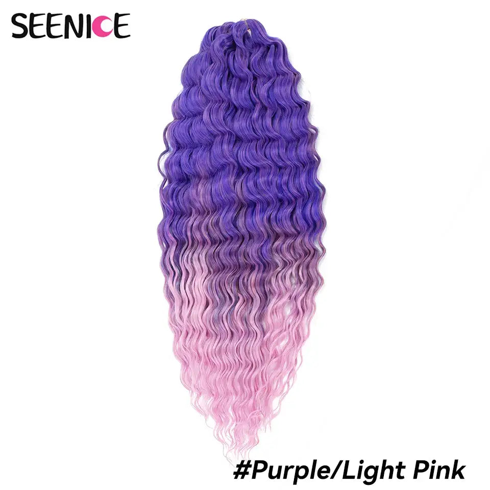 Elevate Your Style with Synthetic Deep Wave Crochet Hair Products - Purple-Light Pink / CHINA / 22inches-55cm | 5Pack