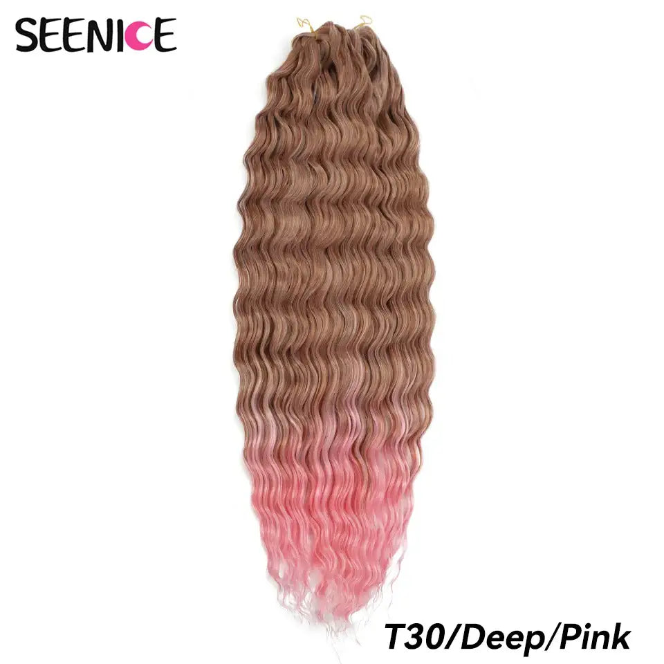 Elevate Your Style with Synthetic Deep Wave Crochet Hair Products - 30-Deep Pink / CHINA / 22inches-55cm | 6Pack