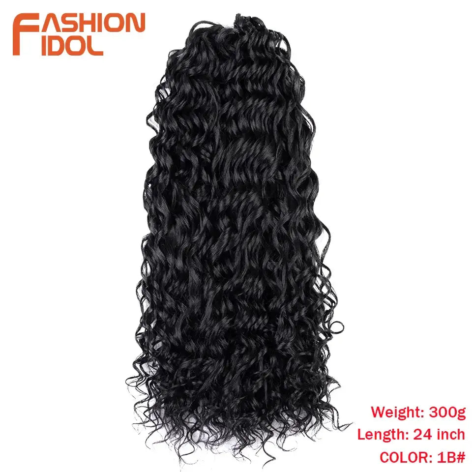 Elevate Your Style with Wavy Twist Crochet Hair Extensions and Wigs - 1B / 20inches-24inches