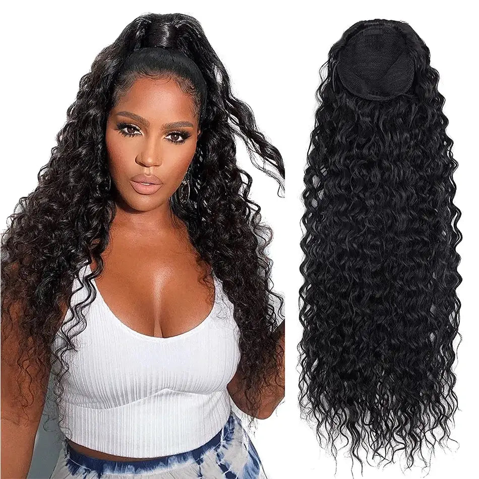 Enhance Your Beauty with Curly Ponytail Extensions and Accessories - Dark Brown / 1pc / 30inches