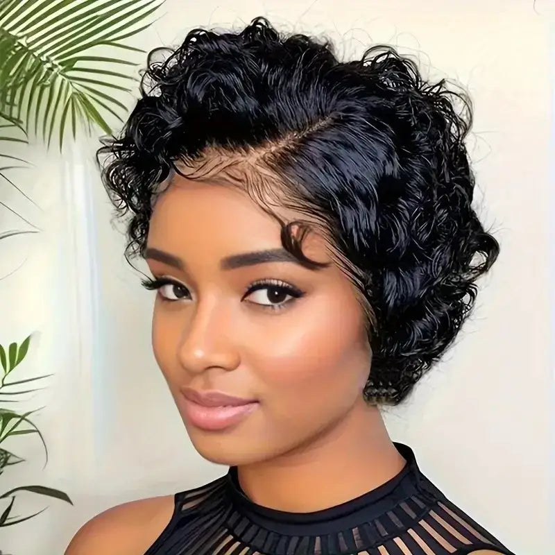 Explore Luxurious Lace Wigs and Short Curly Pixie Styles at Queen Afro - #1B / 150%