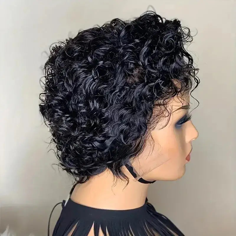 Explore Luxurious Lace Wigs and Short Curly Pixie Styles at Queen Afro - #1B / 150%