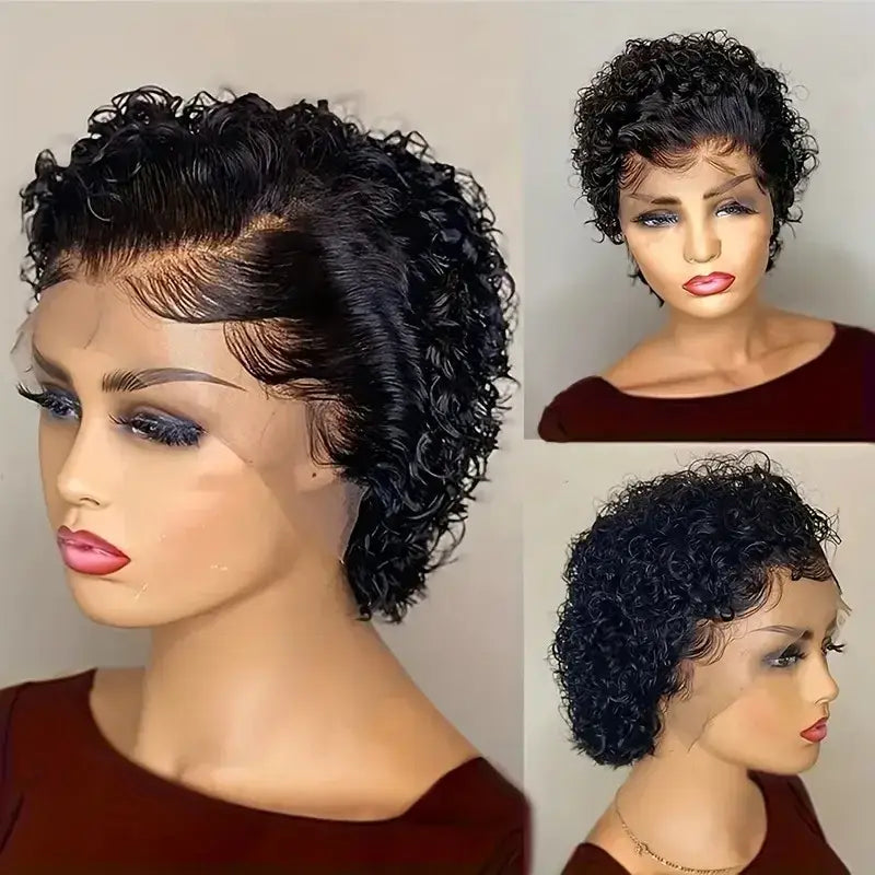 Explore Luxurious Lace Wigs and Short Curly Pixie Styles at Queen Afro - #1B / 150%