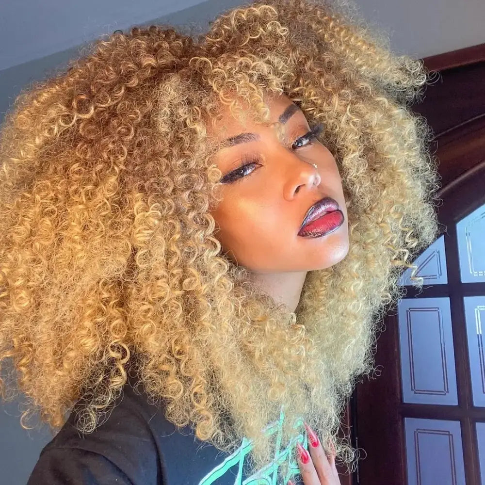 Explore New Arrivals: Curly Afro Wigs and Trendy Fashion Pieces - Blonde / 16inches