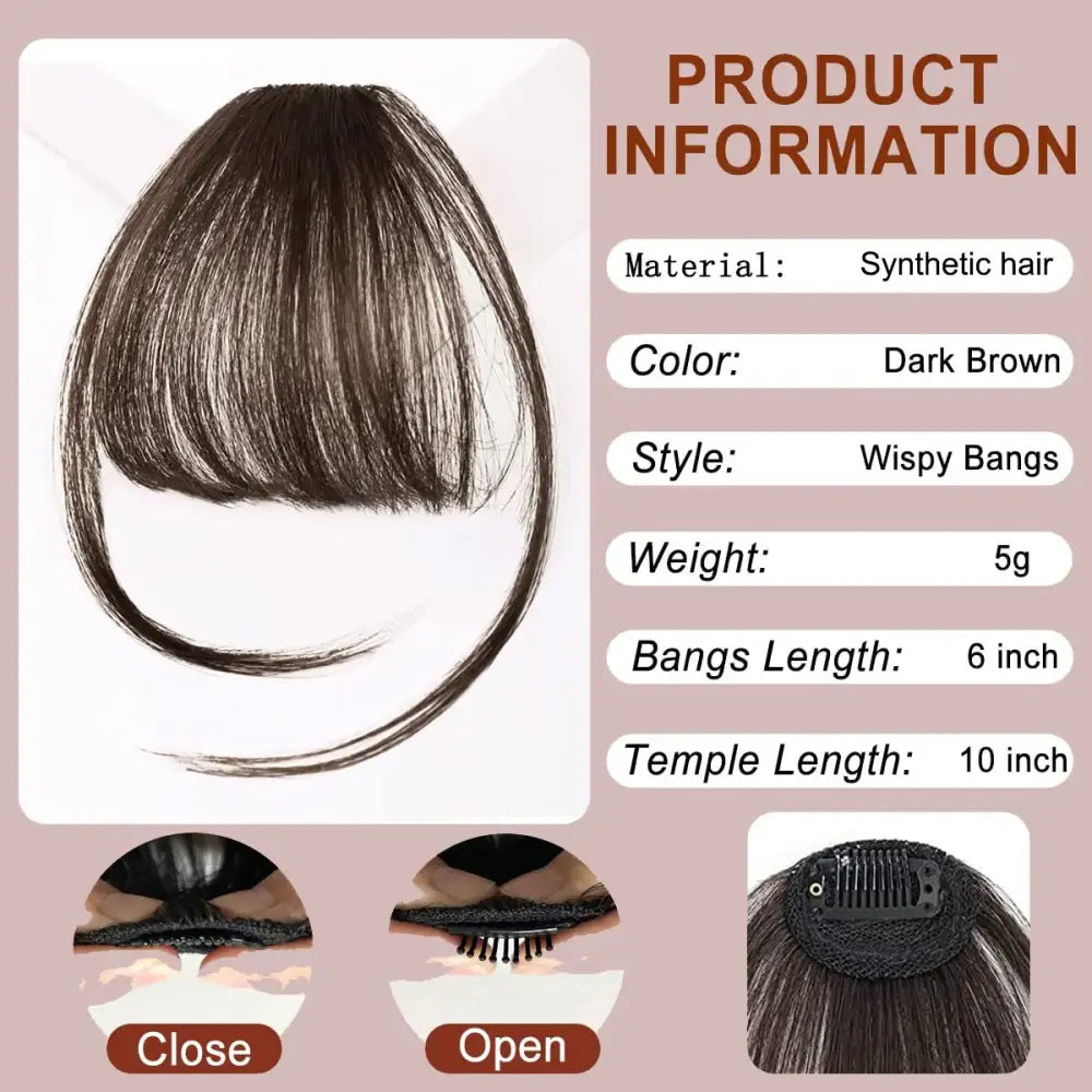 Explore New Arrivals of Brown Synthetic Clip-In Bangs at Queen Afro - Dark Brown