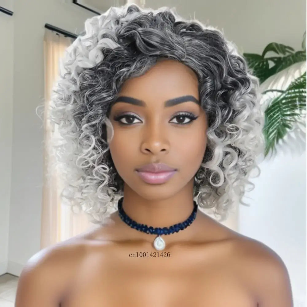 Explore New Arrivals of Ombre Grey Curly Synthetic Wigs Today - Ombre Grey