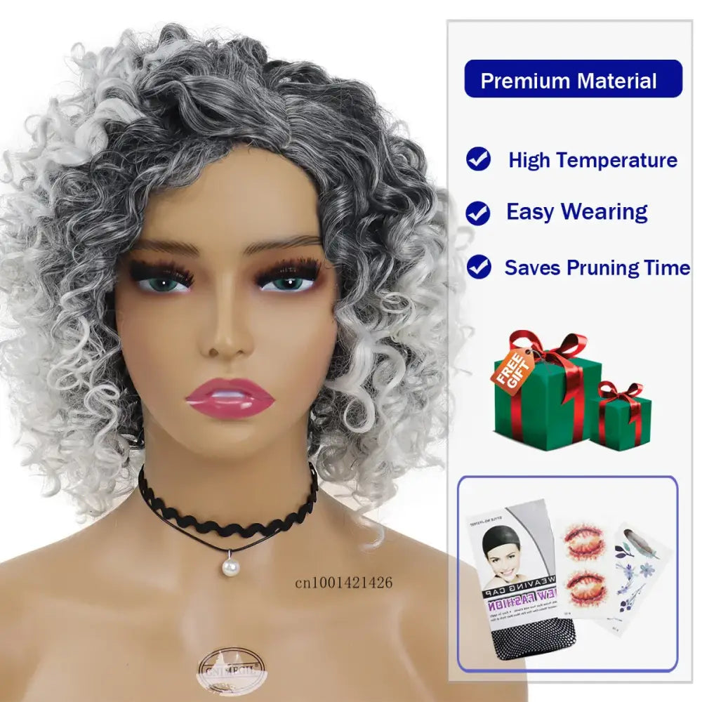 Explore New Arrivals of Ombre Grey Curly Synthetic Wigs Today - Ombre Grey